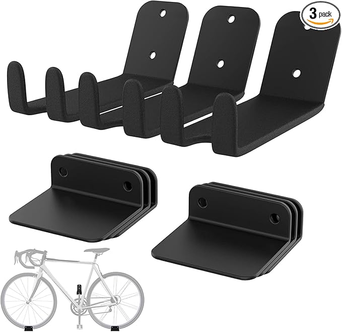 TORACK Wall-mounted Bike Pedal Hanger, Heavy Duty Horizontal Bike Rack for Garage Wall, Bike Display Stand for Wall, Holds Up to 70 lbs(Pack of 3)