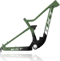 29er Full Suspension Mountain Bike Frame 16/17/19/21inch Carbon Disc Brake Bike Frame XC Soft Tail Enduro Frame Thru-Axle 12 * 142MM/Quick Release 9 * 135MM Travel 100mm(Dark Green,29 * 17")