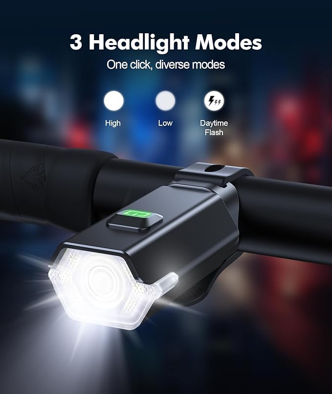 High Lumen Super Bright Bike Lights for Night Riding, Adjustable Modes Bicycle Lights Front and Rear, Rechargeable & IP65 Waterproof Bike Headlight and Taillight Set for Cycling Electronics