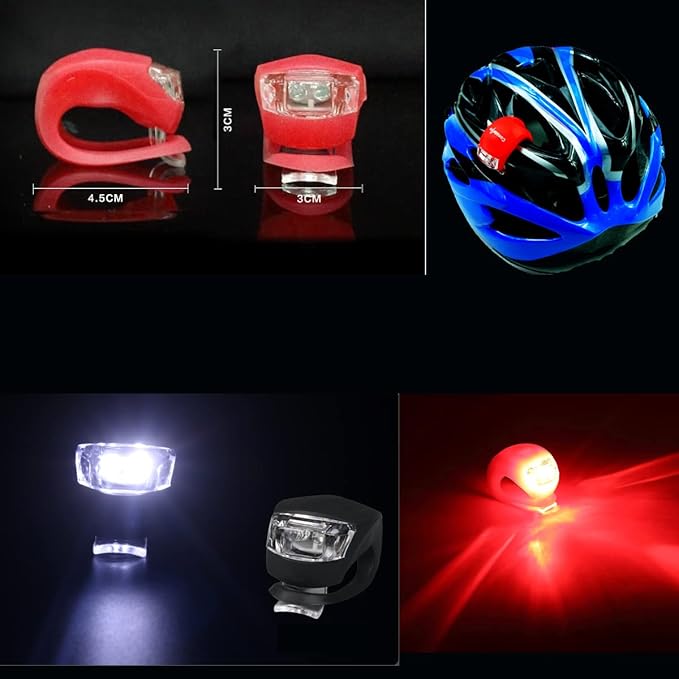 Bicycle Light Front and Rear Back Bike Tail Lights Silicone LED Bike Light Set - Bike Headlight and Taillight,Waterproof & Safety Road,Bicycle Bike Lights,Batteries Included,4 Pack led Safety Light