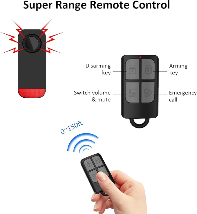 Bike Alarm for eBike, 120dB Anti-Theft Alarm with Remote for Bicycle/Electric Scooter/Motorcycle/Moto, Wireless Motion Vibration Sensor Antitheft Alert System with Warning Light