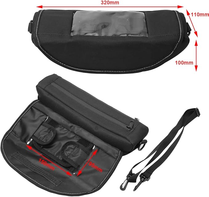 H RUO Waterproof Handlebar Storage Bag Motorcycle Bike Handle Bar Bag with Phone Pouch Compatible with bmw F750GS F850GS R1200GS Triumph Honda Yamaha Suzuki
