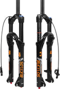 BUCKLOS 26/27.5/29 inch Travel 140mm MTB Air Suspension Fork, Rebound Adjustment 34mm Stanchions 1-1/8" Threadless Straight/Tapered 9*100mm QR Manual/Remote Lockout XC AM Mountain Bicycle Front Forks