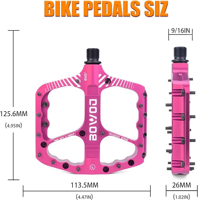 Bike Pedals 9/16" Lightweight Non-Slip Bicycle Platform Pedals - Fits Most Adult Bikes & Mountain Bikes &MTB, Road Bikes and Slip-Resistant Design