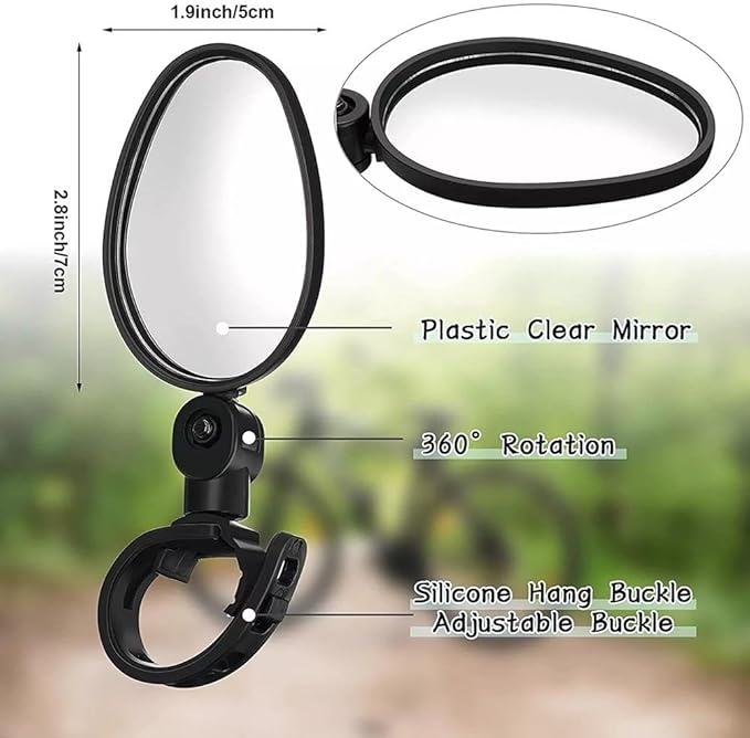 1Pair Bike Mirror Handlebar Mount, 360 Degree Adjustable Bicycle Mirrors, HD Bike Rear View Mirror Bike Mirrors for Handlebars, Cycling Rearview Mirror Bike Accessories