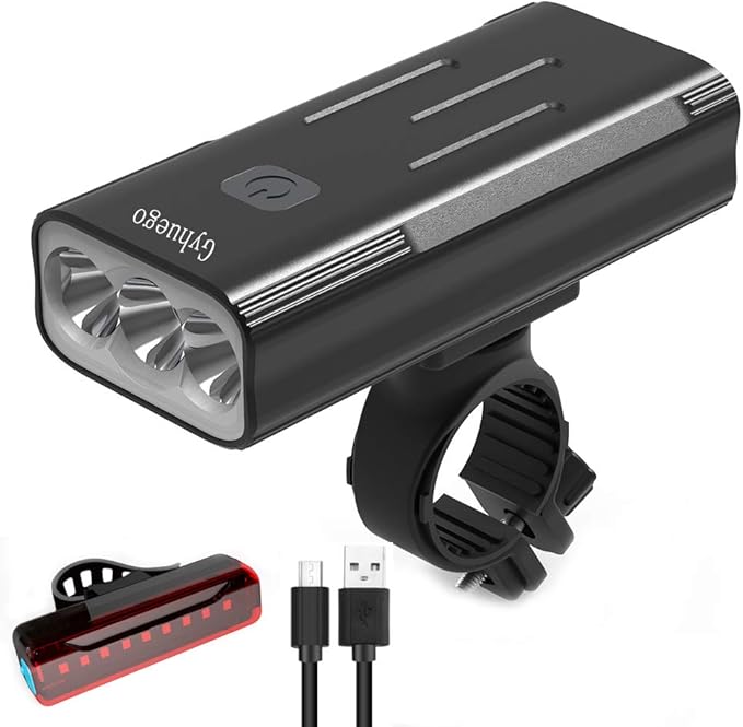 Bike Headlight and Taillight Set, Bright USB Rechargeable Front Bike Light with Power Bank Function Easy to Install and Very Sturdy for Men Women Kids Road Mountain Safety Night Cycling