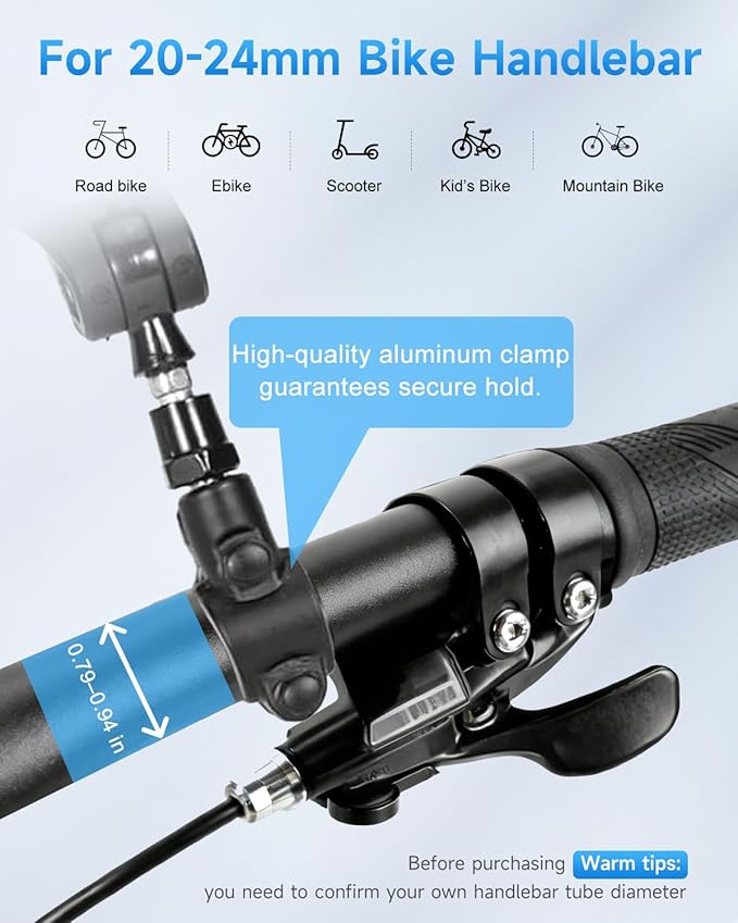 Bike Mirror, Handlebar Bicycle Mirrors, Scratch Resistant HD Glass Lens, 360° Rotatable & Foldable Safe Rearview Bicycle Mirrors, Bike Rear View Mirror for Scooter, Ebike, Bike Accessory(1 Pair)