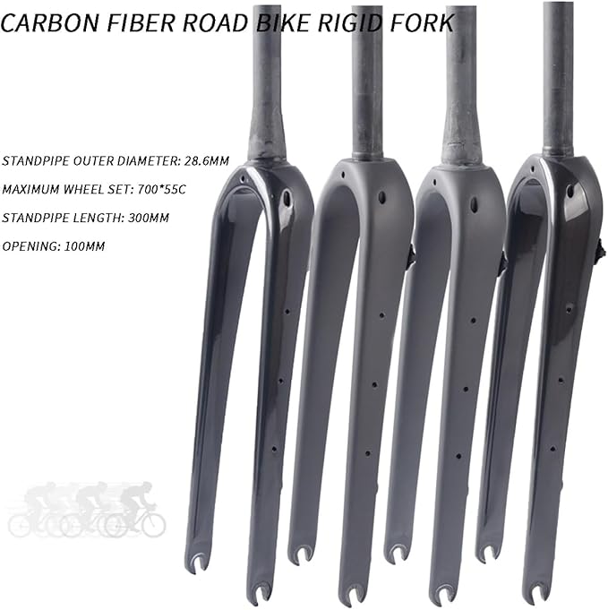 700C Carbon Fiber Rigid Fork Gravel Road Bikes Fork Disc Brake Front Fork 1-1/8" Straight/Tapered Tube QR 9 * 100mm Bike Front Forks