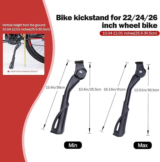 SEISSO Aluminum Alloy Bicycle Kickstand for 22-26 Inch Wheel Mountain/Road Bikes