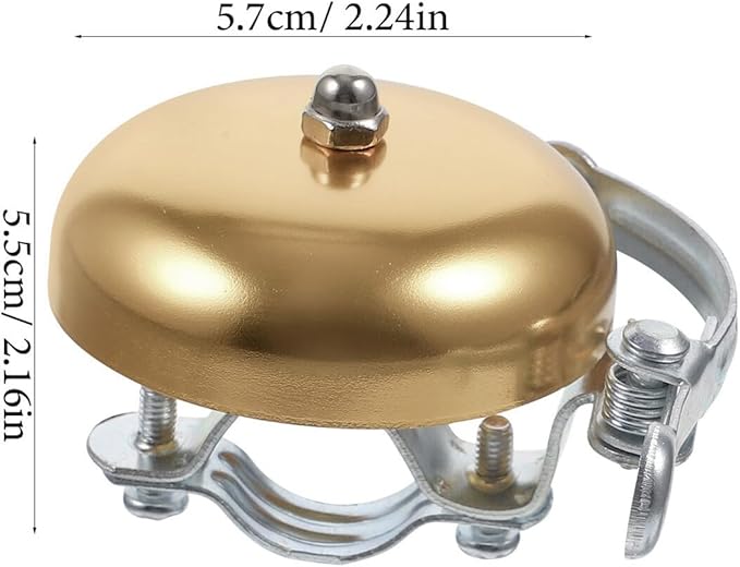 PRETYZOOM Vintage Bike Bell Loud Crisp Sound Hand Ringing Cycling Bell for Mountain and Road Bikes Aluminum Alloy Golden Finish