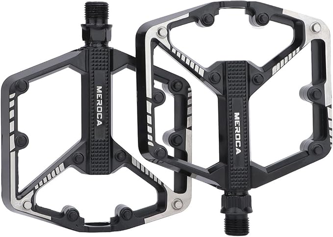 Black/Dazzle Mountain Bike Pedals, 3 Sealed Bearings Aluminum Alloy MTB Pedals with 20 Anti-Skid Pins CNC Bicycle Flat Pedals, 9/16" Lightweight Platform for Road Mountain BMX Bike