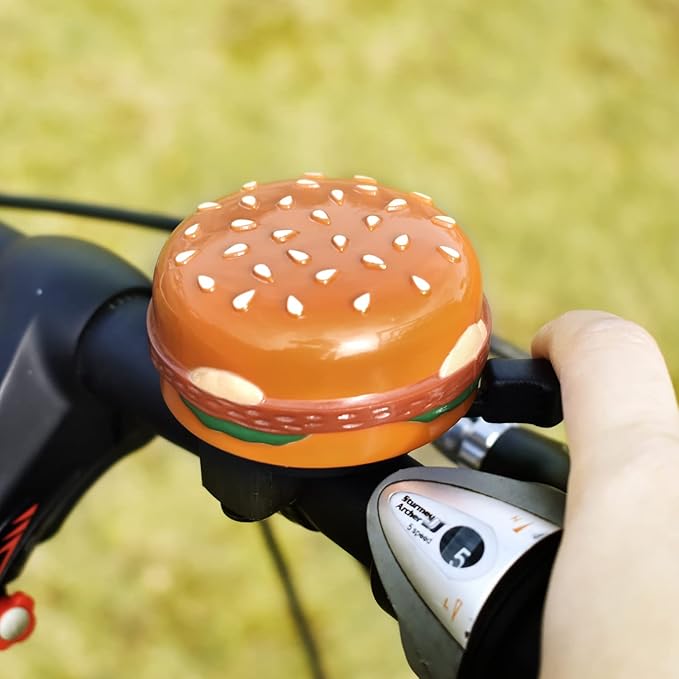 MARQUE Hamburger Bike Bell – Bicycle Bell for Most Bikes, Also Fit Balance Bike and Scooter, Must Have Cycling Accessory