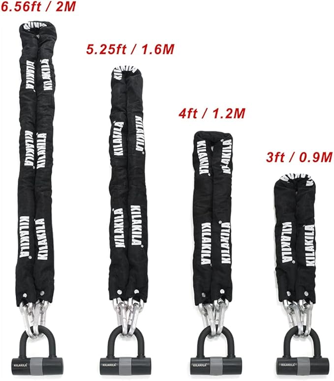Security Chain Lock - Heavy Duty 10mm Bicycle and Motorbike Lock With 16mm U Lock