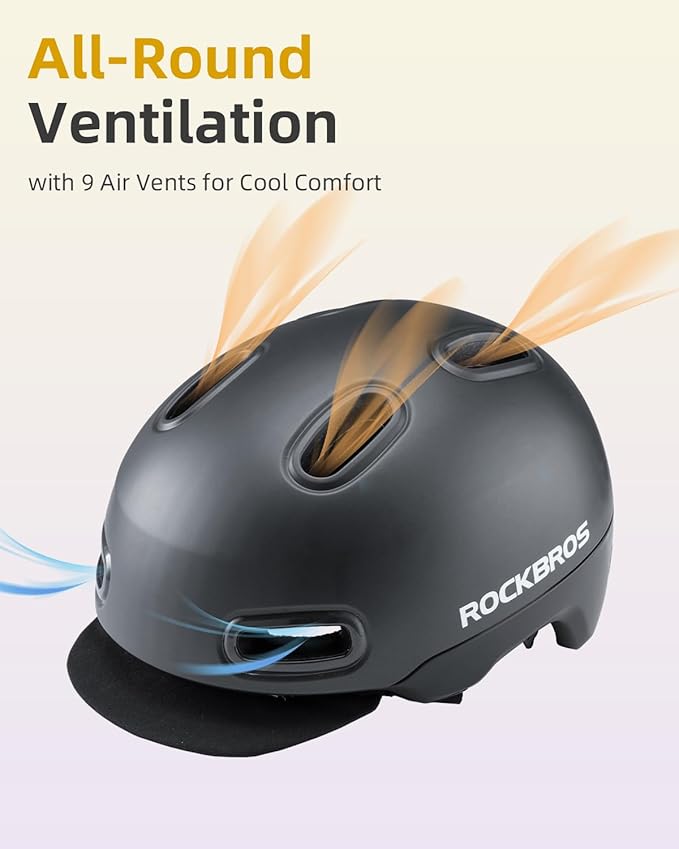 ROCKBROS Bike Helmet for Adults, Adjustable Cycling Helmet for Men & Women [CPSC Safety Certified] Bicycle Helmet for Commuting, Road Biking, Skating