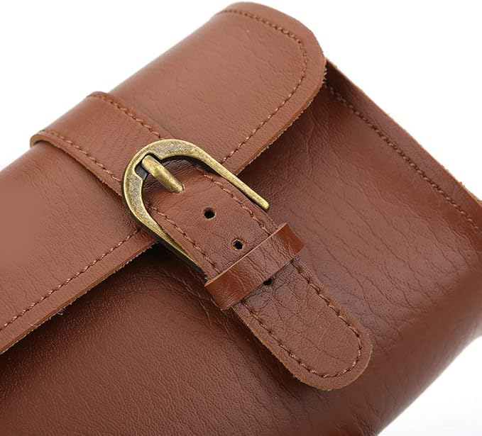 Alomejor Bike Handlebar Bag Retro Style Artificial Leather Bicycle Front Frame Bag Bike Pouch for Cycling Accessory