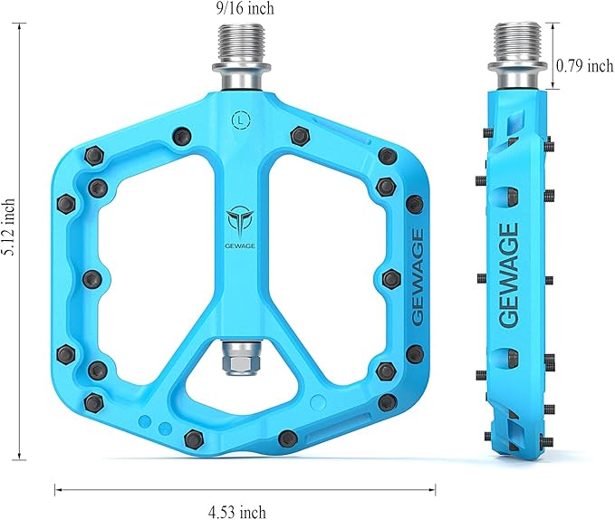 Mountain Bike Pedals - 9/16" Nylon Fiber Bicycle Flat Pedals -Bicycle Platform Pedals for Road Mountain BMX MTB Bike