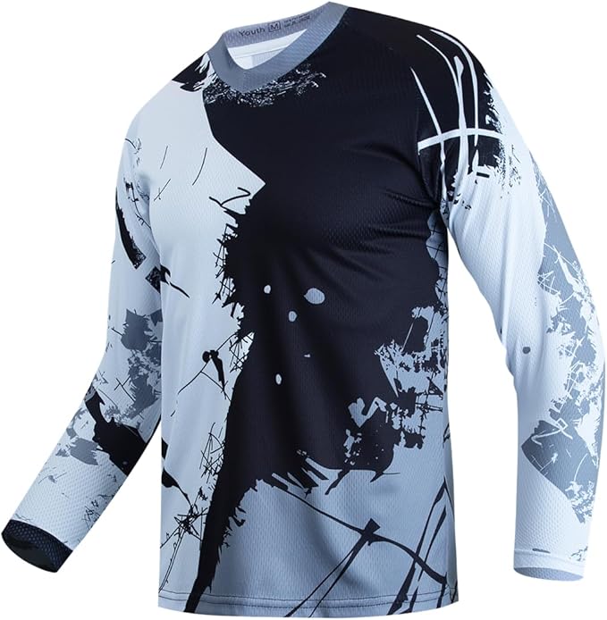 Men's Mountain Bike Jersey Long Sleeve MTB Off-Road Motocross Jersey Quick Dry Downhill&Motocross Shirts