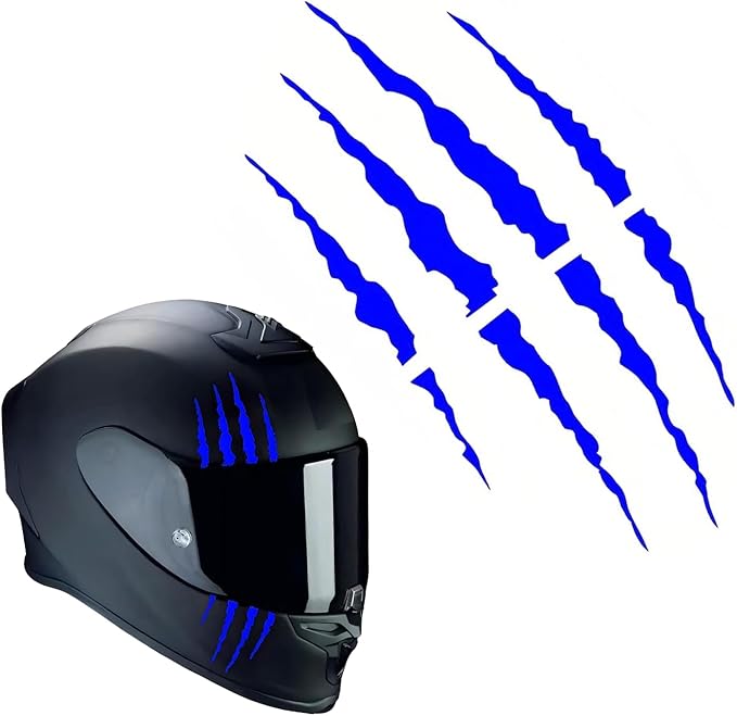 1 Set Motorcycle Helmet Stickers, Claw Scratch Design, Waterproof Reflective Decals for DIY Decoration, Universal for Most Helmets, Vehicles, Laptops (Blue)