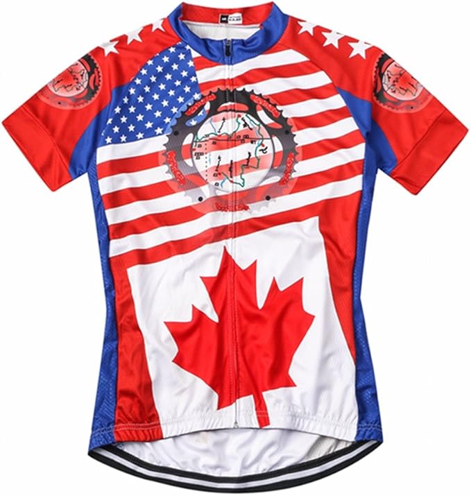 Weimostar Men's USA Cycling Jersey Short Sleeve Biking Shirts Breathable with Pockets