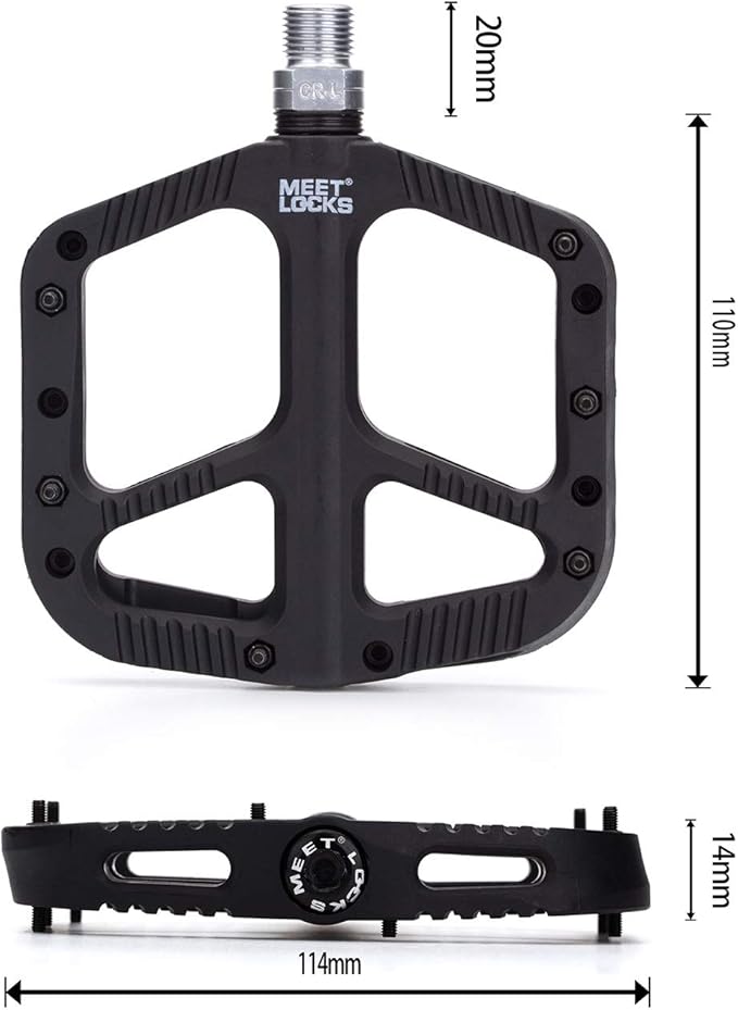 MEETLOCKS Bike Pedals,Professional MTB BMX Premium Pedals,Nylon Fiber Bicycle Lightweight Platform,9/16" Screw Thread Spindle Bike Pedals,Ultra DU/Sealed Bearings Mountain Bike Pedals(2pcs)