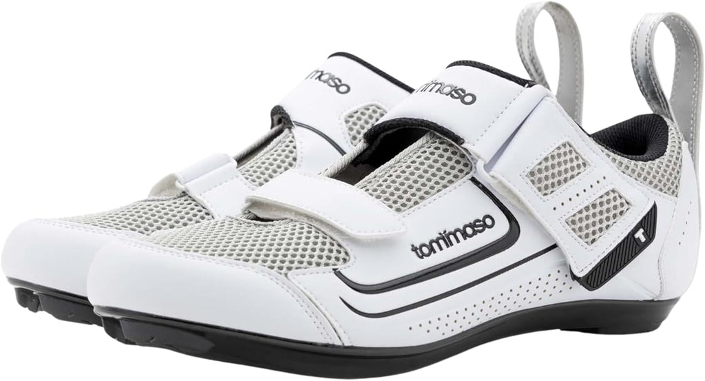 Tommaso Veloce II Cycling Shoes - Ride in Style - Peloton Shoes Triathlon Road Bike Indoor Cycling Men Women Compatible with Look Delta SPD SPD-SL Cleats White Black