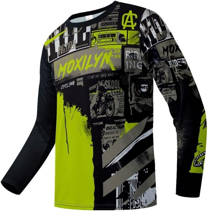 Men's MTB Shirt Long Sleeve Off-Road Motocross Cycling Jersey Mountain Bike Shirts Quick-Dry Moisture Wicking