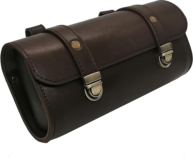 WUYAN Bike Handlebar Leather Bags Under Seat Retro Classical Mountain MTB Road Bike Leather Bag for Cell Phone，Saddle Tail Rear Pouch Seat Storage Bag Cycling Case Carry Accessories