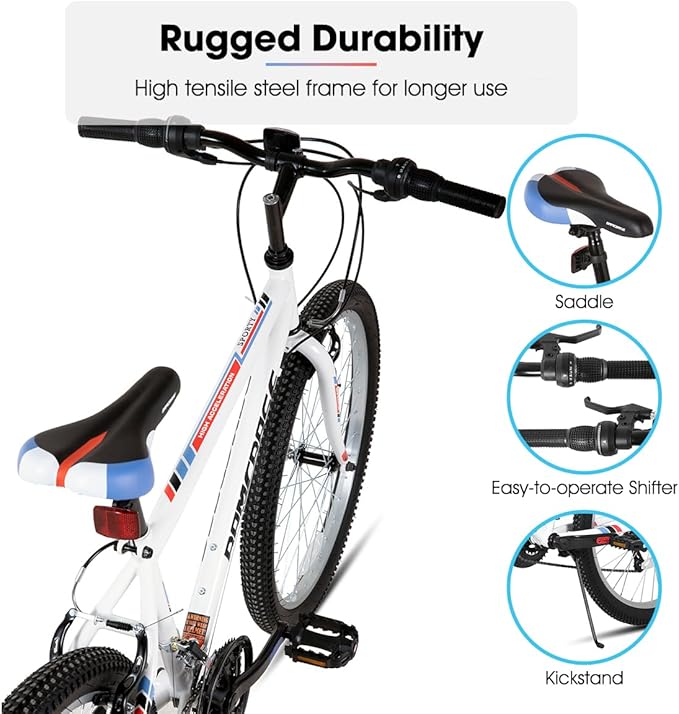 HILAND Adult 26 Inch Mountain Bike, Mens Womens Bicycle, High-Carbon Steel Frame Mountain Bicycle, Sport MTB for Adults, Multi-Color