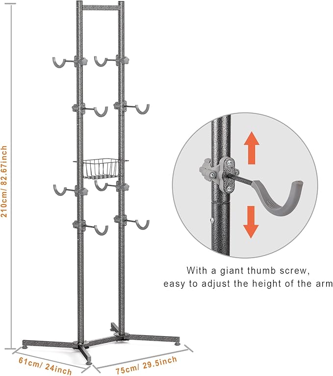 CXWXC 2-/4-Bike Storage Rack with Basket - Indoor Bike Rack for Garage/Apartment - Road Mountain and Hybrid Bike Garage & Home