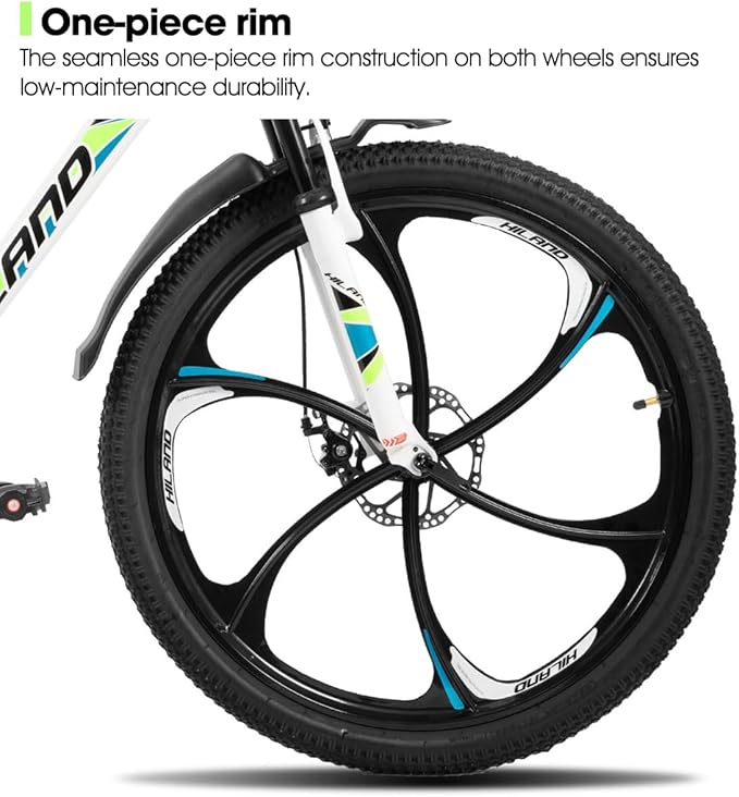 HILAND 26" MTB Mountain Bike for Men Women Adults, 18-Speed, Disc Brake, Lightweight Aluminum Frame, 3/6 Spoke Wheel