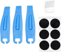 Bike Tire Repair Kit, 6Pcs Glueless Patches & 3Pcs Tire Levers with Metal Rasp, Compact Bicycle Inner Tube Patch Kit for Road & Mountain Bikes