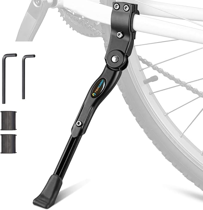 Bike Kickstand Adjustable Aluminium Alloy Bicycle Kickstand Bike Side Kickstand Fit for 22" 24" 26" 28" Mountain Bike Road Bike/BMX/MTB (Black for 22-24-26-27-28 inch bike)