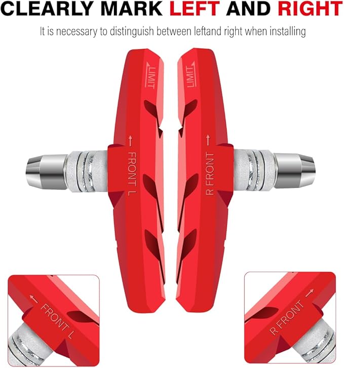 CNC 2 Pairs Bicycle V-Brake Pads, Bike 70mm V Brake Blocks Set, Cantilever Brake Pads Shoes for Mountain/Road/Kids/MTB/Children's/Cycle Bike Rim.