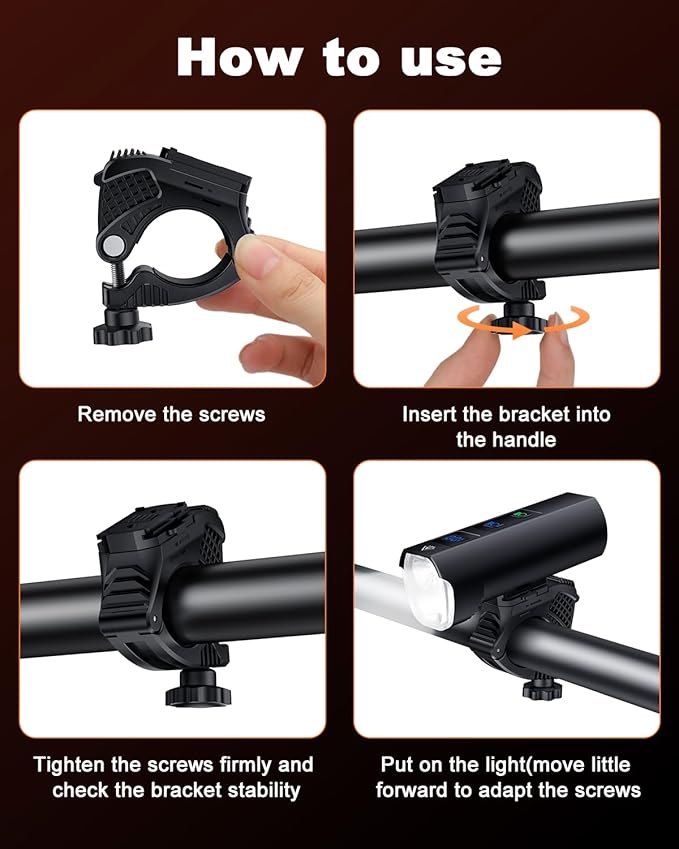 Super Bright LED Bike Light for Night Riding, Aluminum Alloy Bike Headlight USB Rechargeable, 5+5+3 Modes, 5000mAh Type-C Reverse Charging, Waterproof Bicycle Front Lights, 360° Rotatable Bracket