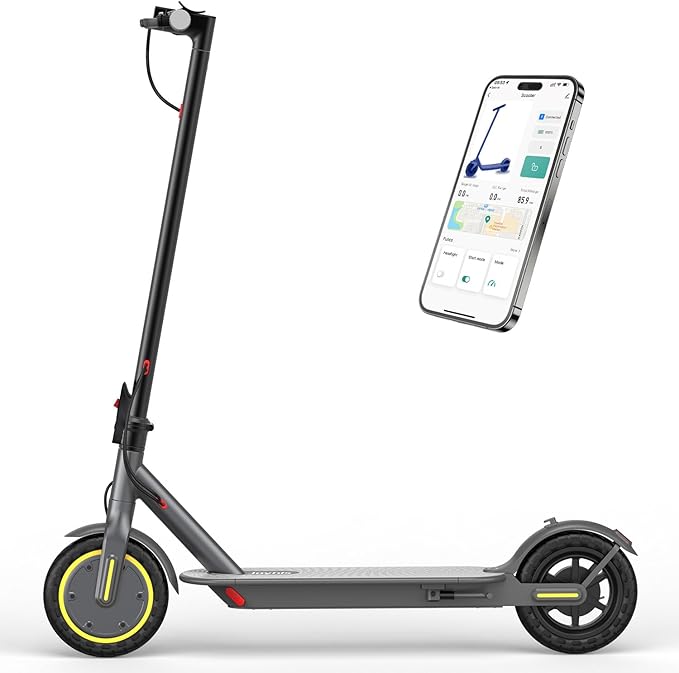 Electric Scooter for Adults - 19/22MPH & 15/22Mile Range, 8.5"/10" Solid Tires Folding Commuter E-Scooter with Dual Suspension, App Control & Dual Brake System, with Seat