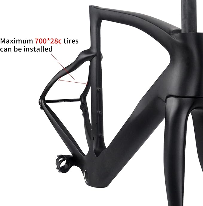 Full Carbon Fiber 700C Road Bike Frameset with Fork and Handlebar 43/46.5/50/51.5/53/54/55/56cm Bike Frame Disc Brake Thru Axle F12x100mm/R12x142mm