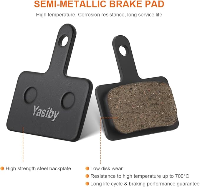 Bike Brake Pads, 4 Pairs Disc Brake Pads High-Performance with Installation Tools, Premium Semi-Metallic & Organic Resin MTB Bicycle Brake Pads Replacement Compatible with TRP Tektro Shimano Deore Br
