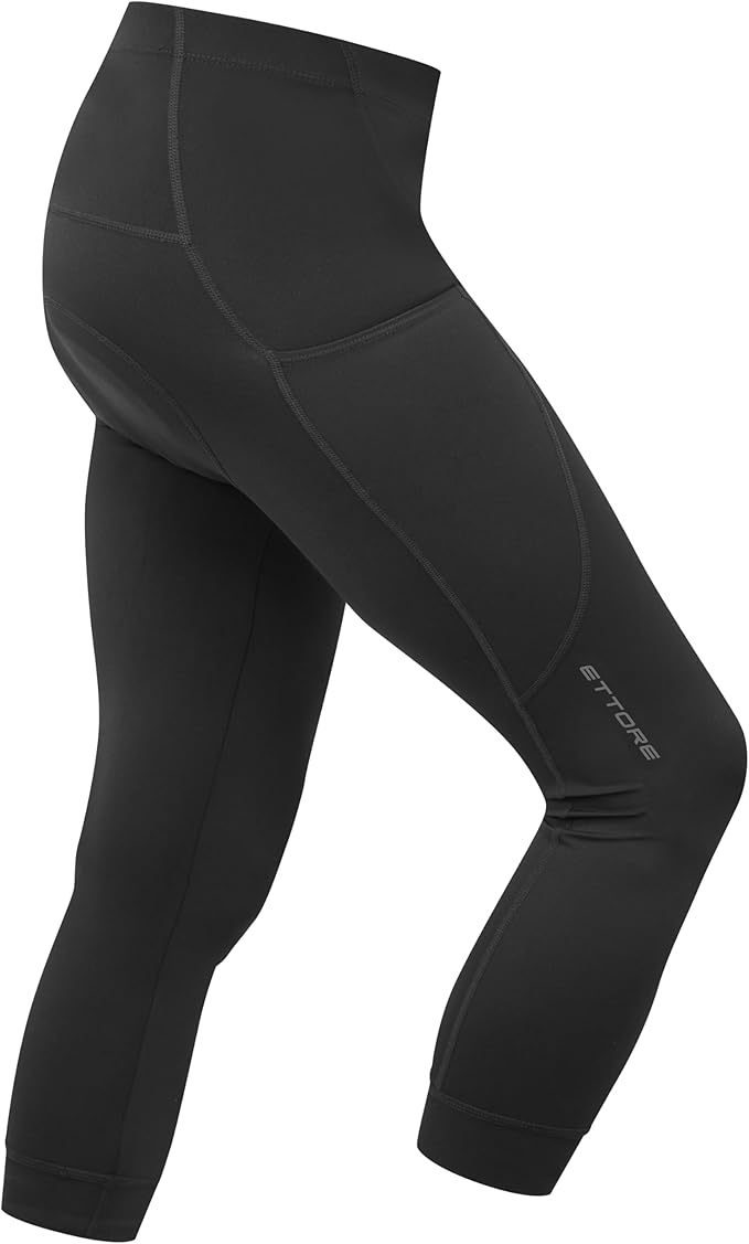 Ettore Mens Padded Cycling Shorts with Pocket Three Quarter Length Breathable Quick Dry Road Bike Bicycle - Dart