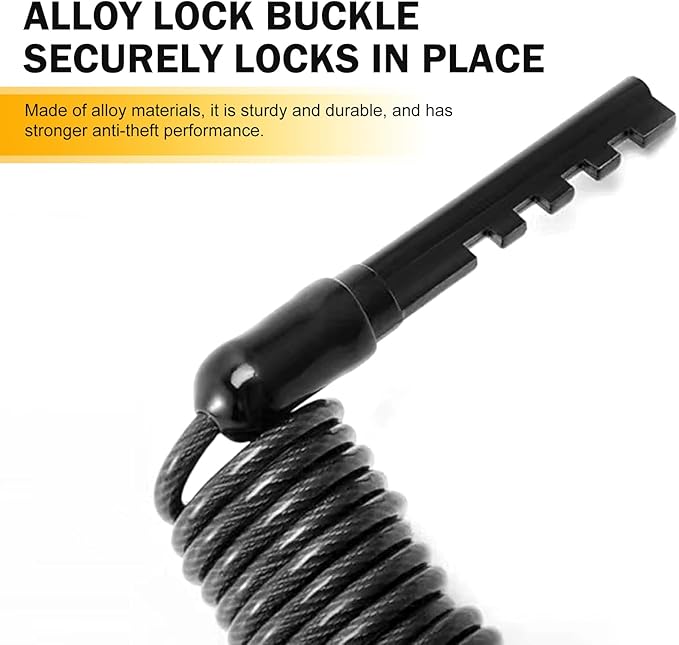 1 PC Motorcycle Helmet Lock, Portable Bicycle Helmet Combination Lock, Anti-Theft Retractable 4 Digit Small Cable Lock, Universal Heavy-Duty Alloy Lock for Scooter, Bikes, Luggage (Yellow)