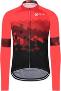GCRFL Men's Cycling Jersey Long Sleeve Biking Shirt with 3+1 Zipper Pocket Breathable Quick Dry Bicycle Jersey