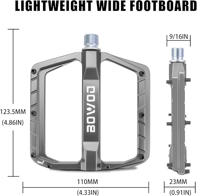 Bike Pedals 9/16" Lightweight Non-Slip Bicycle Platform Pedals - Fits Most Adult Bikes & Mountain Bikes &MTB, Road Bikes and Slip-Resistant Design