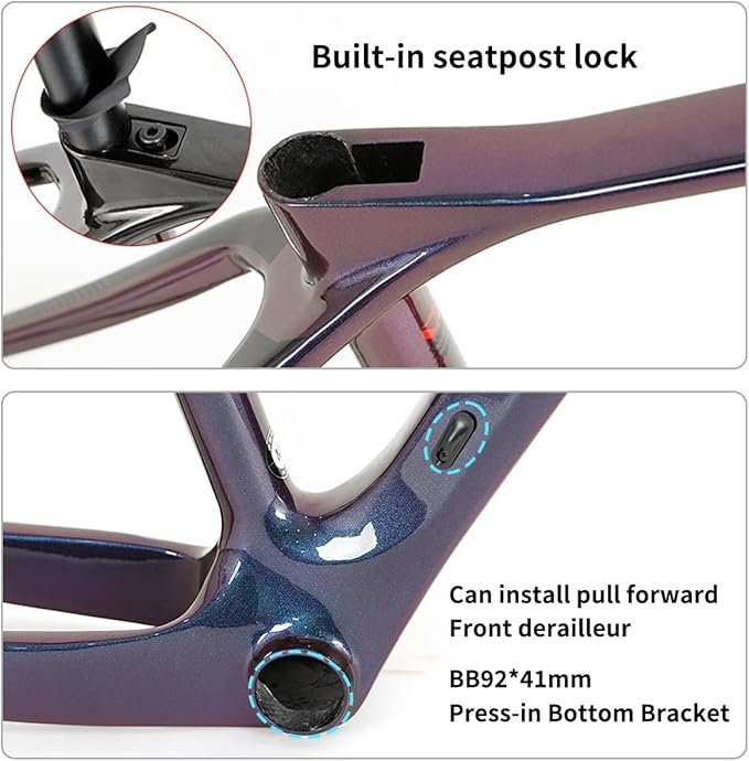 Carbon Fibre Mountain Bike Frame 27.5/29er 15/17/19in XC Cyclocross Disc Brake Bikes Frame 135mm QR Shifter Brake Internal Routing Press-in BB92*41mm(Dark Gray,29 * 15")