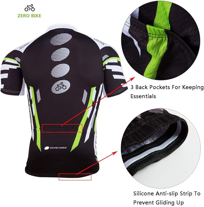 Men's Short Sleeve Breathable Cycling Jersey Set 3D Padded Bicycle Shorts Sportswear Suit Quick Dry