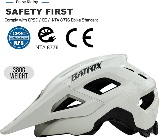 BATFOX NTA 8776 E-Bike & Mountain Bike Helmet for Adults Youth, E-MTB Cycling Helmet for Men Women (52-60CM)