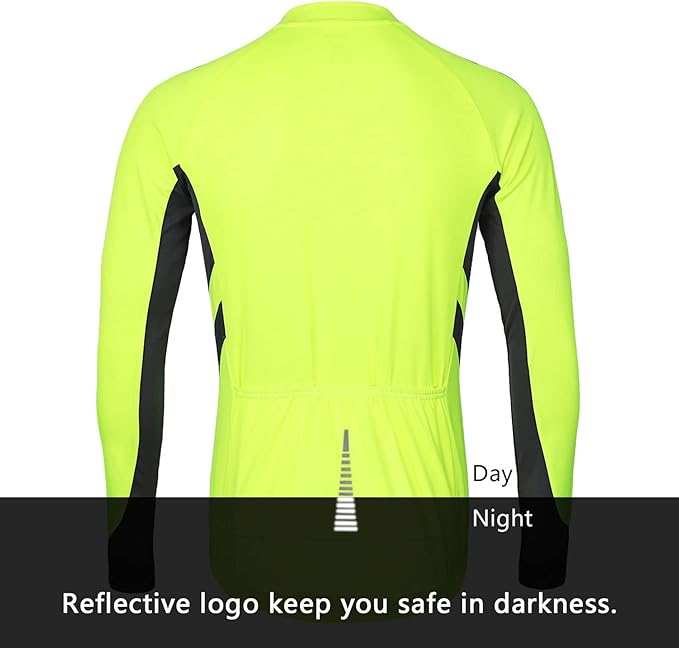 ARSUXEO Men's Full Zipper Long Sleeves Cycling Jersey Bicycle BikingBike Shirt 6030