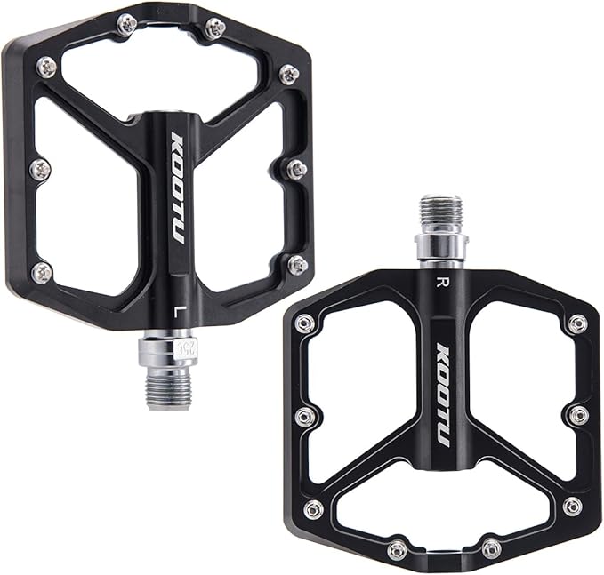 KOOTU 9/16" Bike Pedals,Flat Unicycles Bicycle Pedals, Non-Slip Aluminum Alloy Platform Cycling Pedals Sealed Bearing Pedals for MTB BMX Road Bike