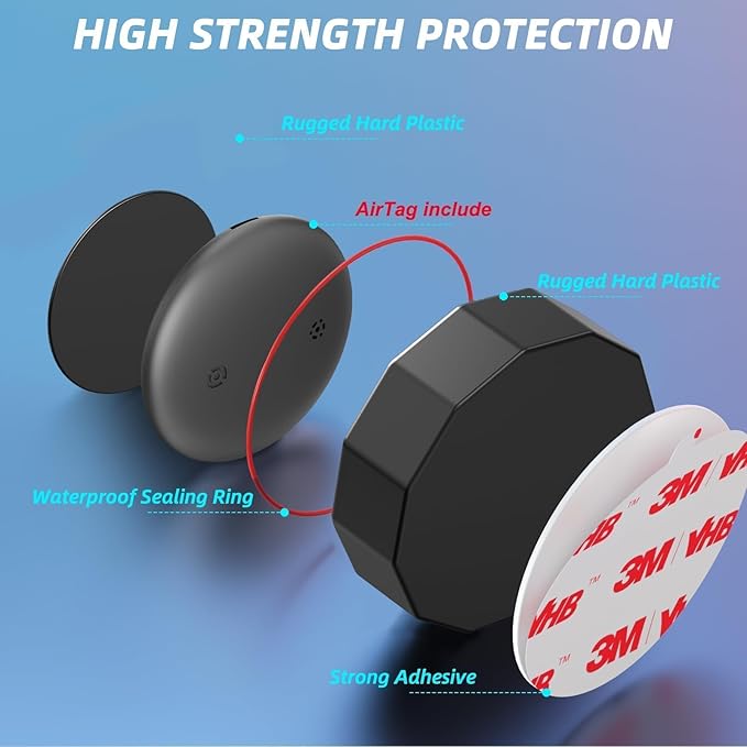 GPS Tracker for Vehicles, GPS Vehicle Tracker No Monthly Fee, Hidden Car Tracking Device with Apple Find My (iOS Only), Mini Real-Time Location Tracker with Ultra Adhesive Sticker for Cars, Bikes