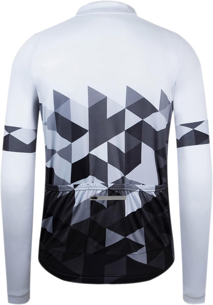 GCRFL Men's Cycling Jersey Long Sleeve Biking Shirt with 3+1 Zipper Pocket Breathable Quick Dry Bicycle Jersey