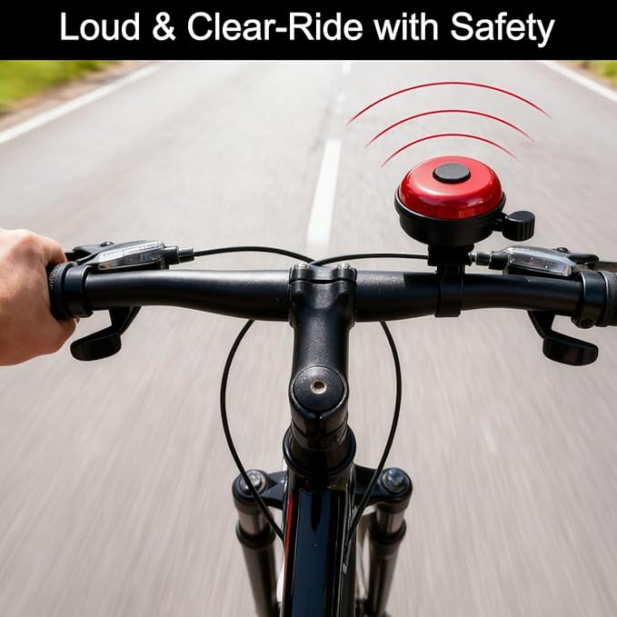 Classic Bike Bell for Adults, Aluminum Bicycle Bell, Loud Crisp Clear Sound Bicycle Horn Bike Accessories for Adult Bikes, Easy Installation, Use for Mountain Road and Commuter Safety