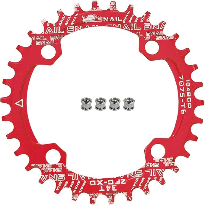 FOMTOR 104 BCD Chainring (30-52T) 7-12 Speed Compatible CNC 7075 Aluminum Narrow Wide Tooth Round Oval Chainrings for MTB/Road Bike Ebike Chainwheel Black/Red